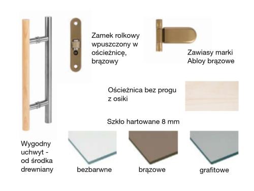 Drzwi do sauny THERMO OSIKA 8x20 Thermory Premium bezbarwne brąz grafit